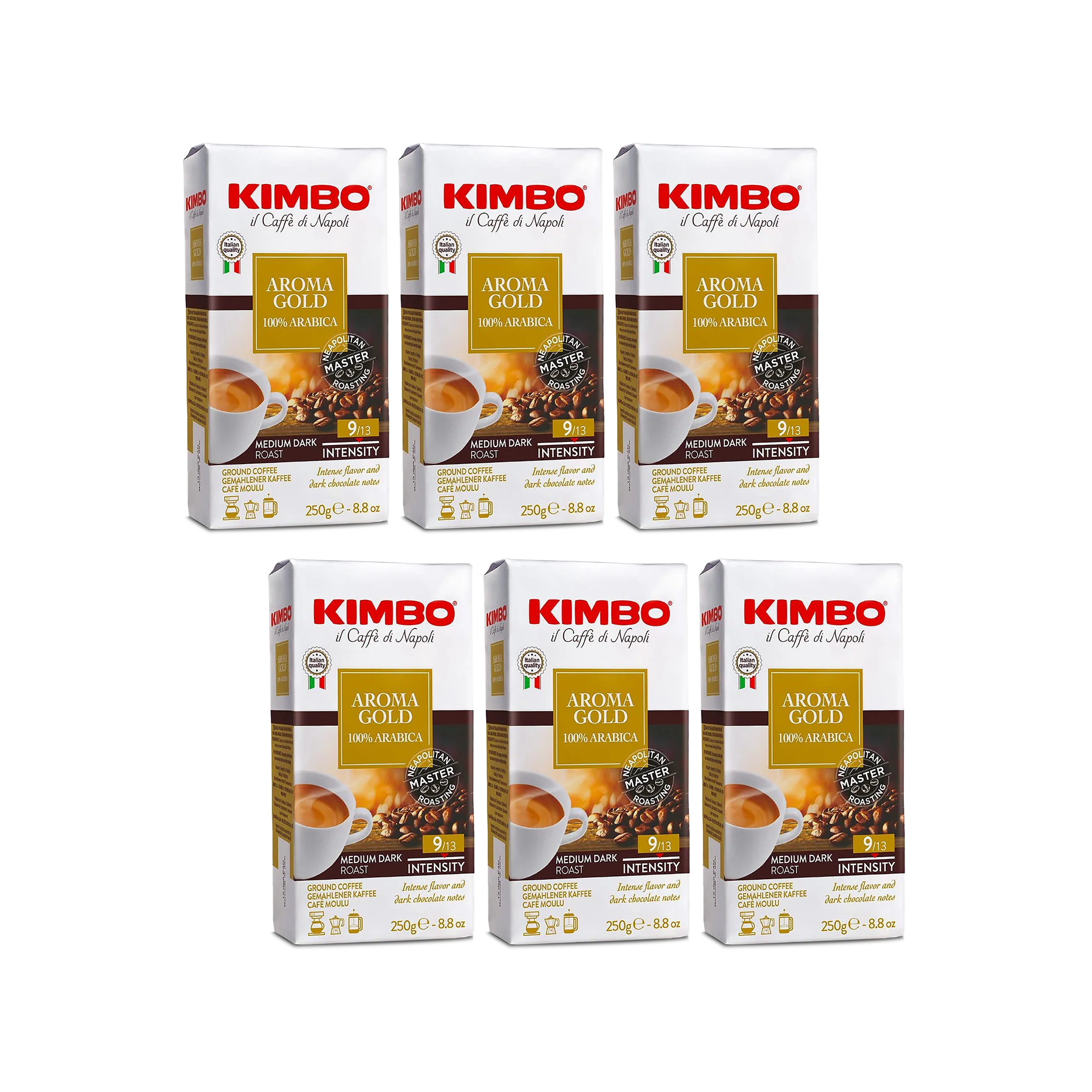 Aroma Gold 100% Arabica Ground Coffee – 6-Pack – 8.8oz Bricks